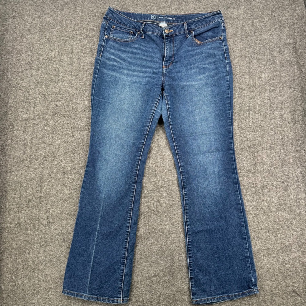 No Boundaries Women Medium Wash Bootcut Jeans Size 15 Blue Stretch Denim Tall